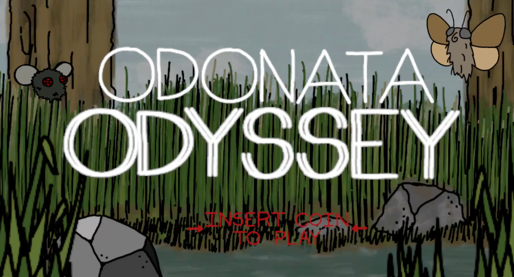 Screenshot of the opening scene from the Odonata Odyssey game