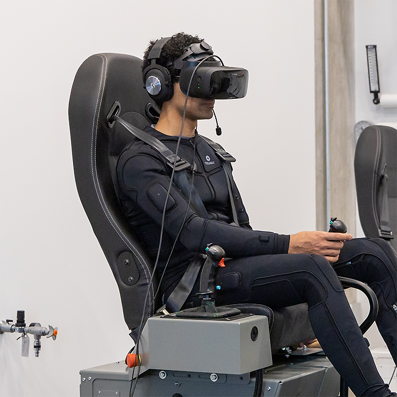 Picture of student in VR Simulator